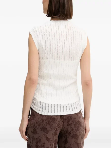 Top Dkny fără mâneci cu cordon alb