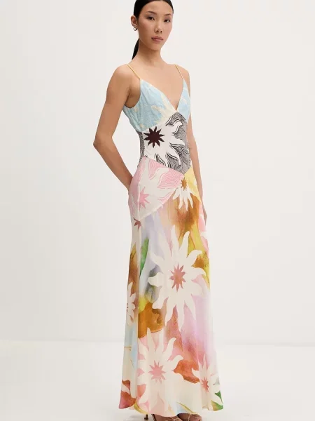 Never Fully Dressed rochie din vâscoză bej