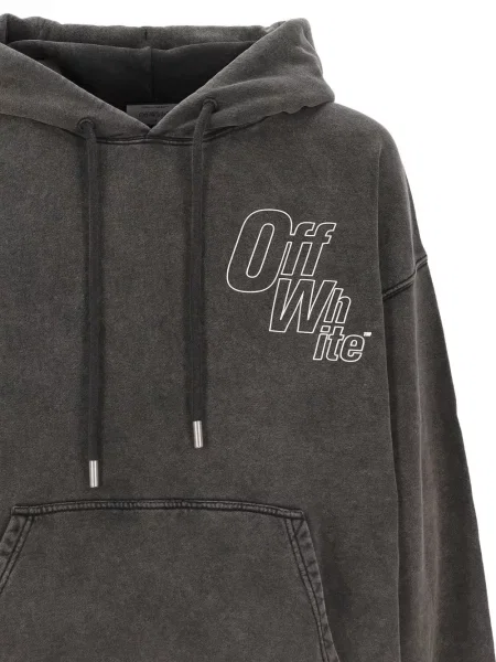 Hanorac cu glugă Off-white cu imagine cu cordon alb