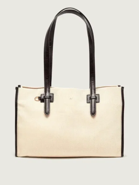 Weekend MaxMara Geantă shopper WKACANDORE cu adaos de piele bej