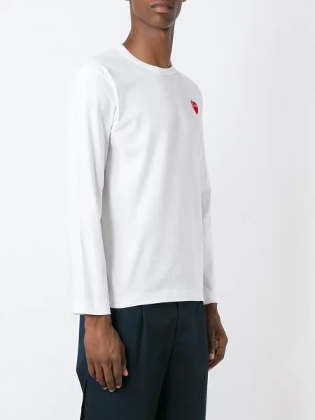 Tričko Comme Des Garçons Play s výšivkou se srdcovým vzorem bílé
