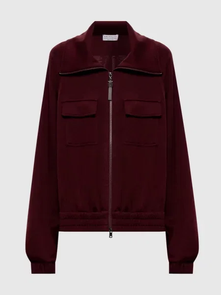 Бордова спортивна куртка з шовком Brunello Cucinelli