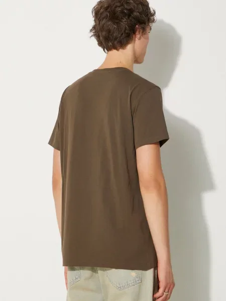 Fjallraven t-shirt Arctic Fox zielony z nadrukiem brązowa