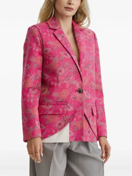 Geacă Cuanna cu model floral din jacard roz