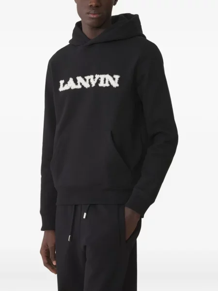 Hanorac cu glugă Lanvin cu broderie negru