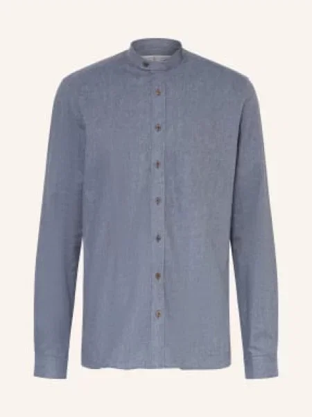 Johann & Johanna Krajková Košile Tailored Fit Se Stojáčkem černošedá