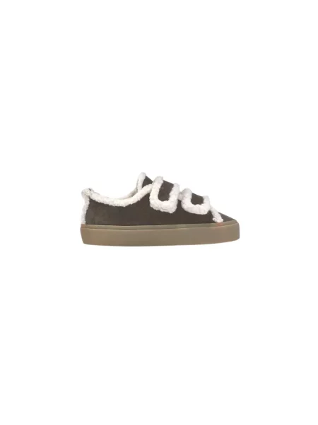 Inuikii sneakersy zamszowe Shearling Low Velcro brązowe