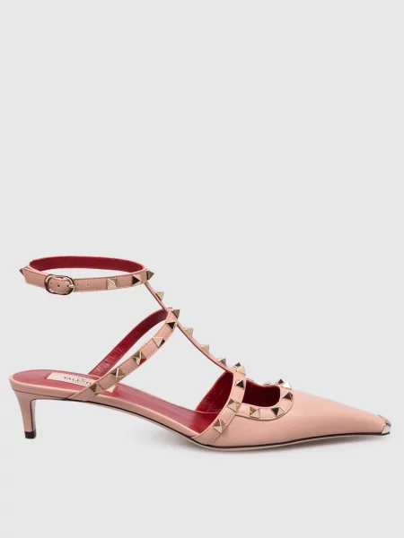 Шкіряні босоніжки Rockstud Valentino рожеві