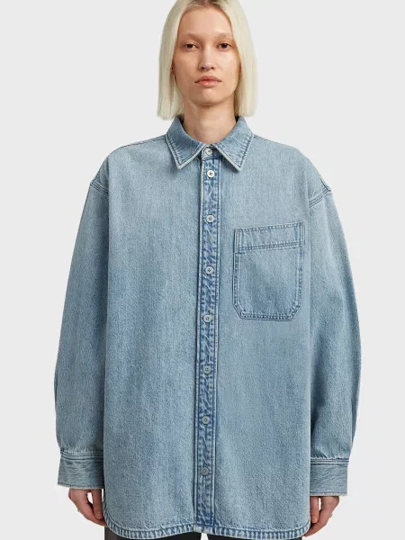 Максі сорочка G-star Raw блакитна