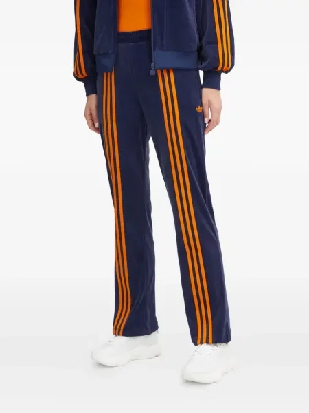 Pantaloni palazzo Adidas cu dungi plisat cu imagine albastru