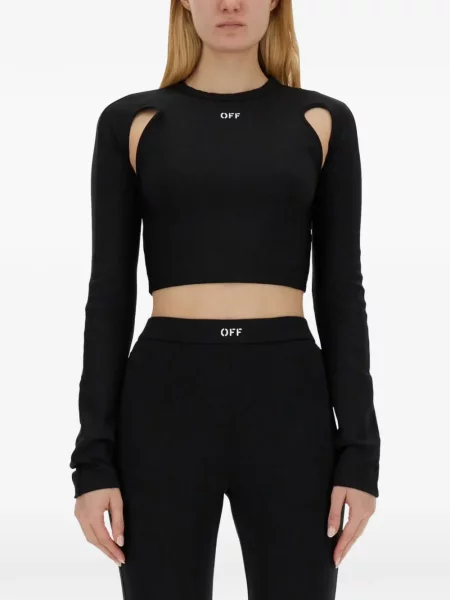 Decupat top Off-white alb
