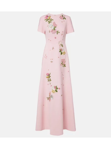 Rochie Carolina Herrera cu broderie cu model floral roz