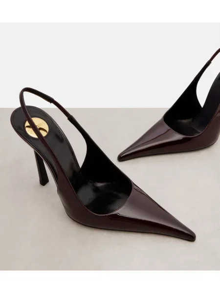 Pantofi cu toc Saint Laurent din piele de lac slingback