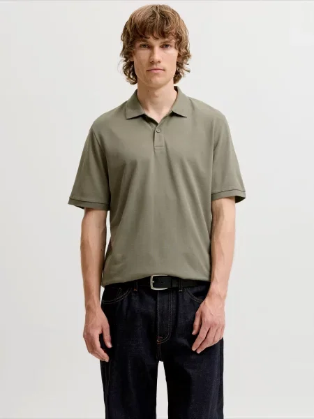 JACK & JONES Tričko JJKANE kaki čierna