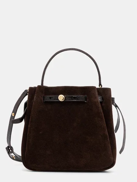 Geantă Tory Burch din piele de căprioară maro