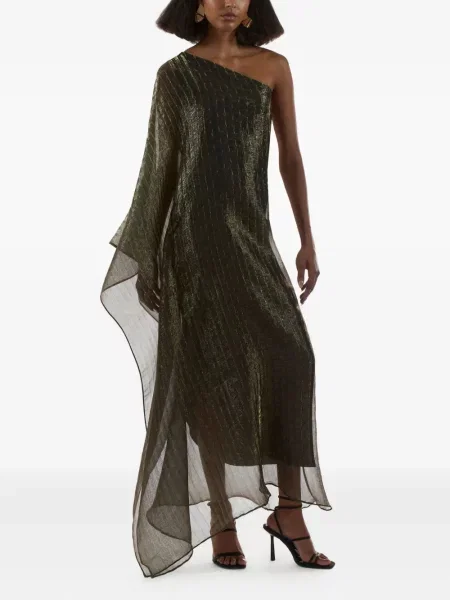 Plisirana odgovarati haljina Taller Marmo s jednim ramenom zelena