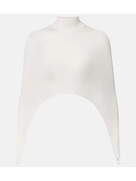 Top Alaïa de mătase alb