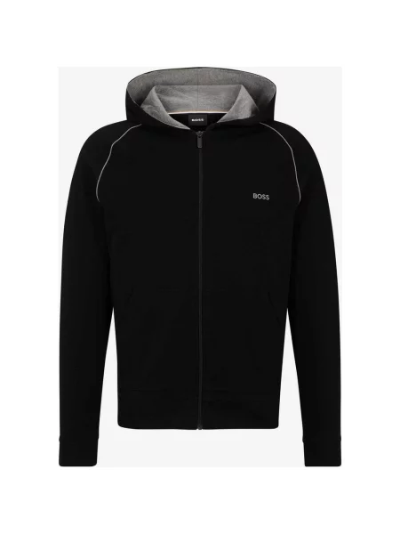 Bluza z kapturem i zamkiem błyskawicznym BOSS z małym logo S czarna