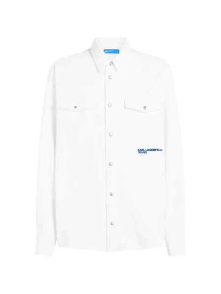 Графичен дънкова риза Karl Lagerfeld Jeans с принт бяло