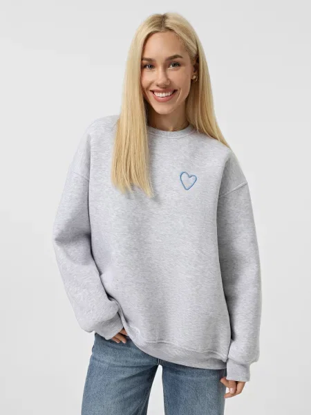 Світшот INTERTOP x KVITKOVA бавовна/еластан сірий