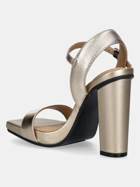 Kožené sandály Tommy Hilfiger HIGH HEEL GOLDEN LEATHER SANDAL zlatá