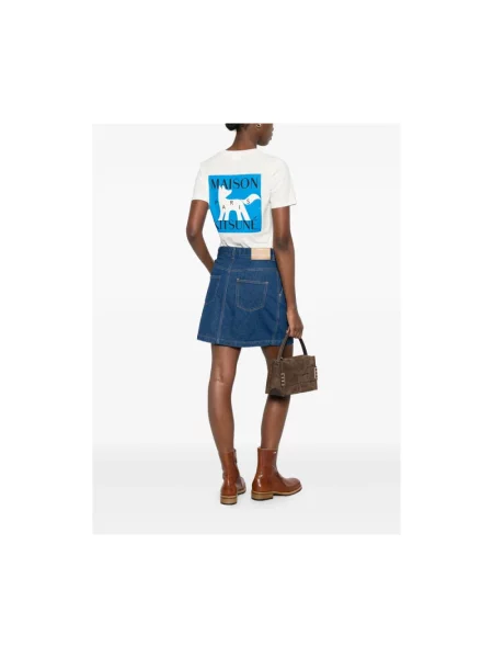 Spódnica jeansowa Maison Kitsune niebieska