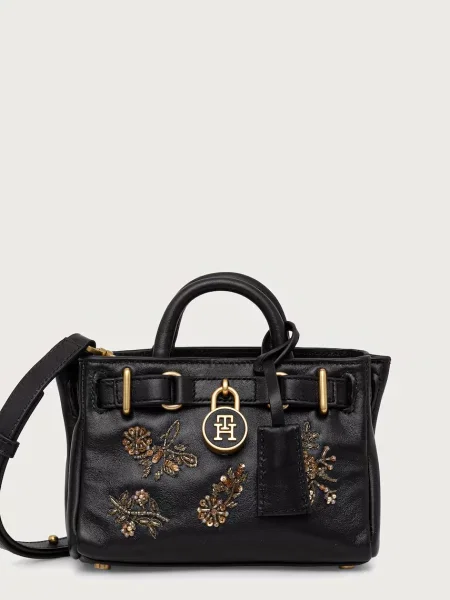 Tommy Hilfiger geantă crossbody pentru femei din piele negru