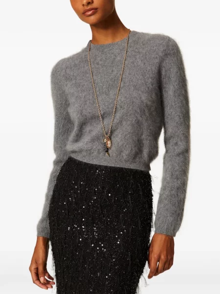 Pulover Twinset cu decolteu rotund gri