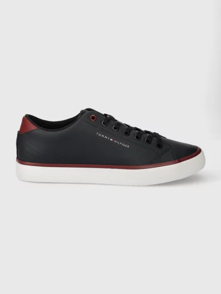 Кожени кецове Tommy Hilfiger TH HI VULC CORE LOW LEATHER ESS тъмносиньо