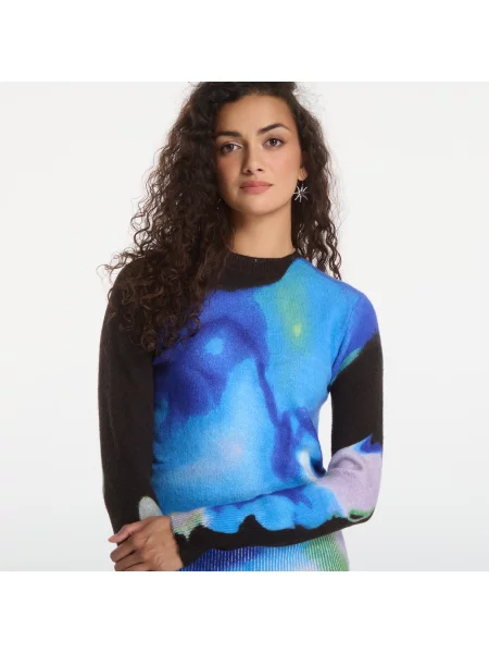 Svetr Desigual Clouds Lacroix Pullover Blue M modrý
