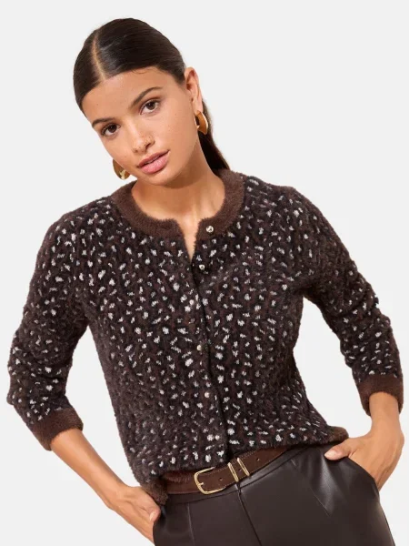 Friends Like These Geacă tricotată maro închis alb