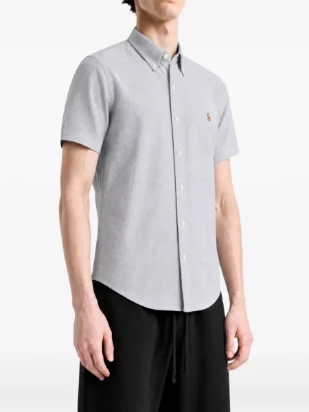Rochie tip cămașă Polo Ralph Lauren cu broderie plasă maro