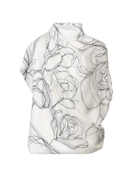 Top Fabiana Filippi cu model floral cu imagine drapat alb