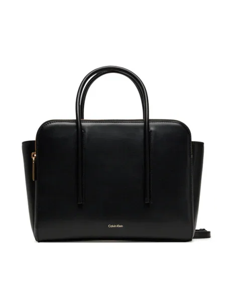 Calvin Klein Дамска чанта Carryall Mini Leather Tote Bag черен