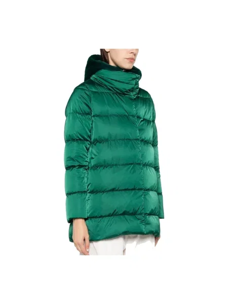 Satynowa kurtka Herno w kształcie litery A zielona