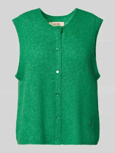 Kamizelka z dzianiny z mieszanki wełny z okrągłym dekoltem Mos Mosh zielona