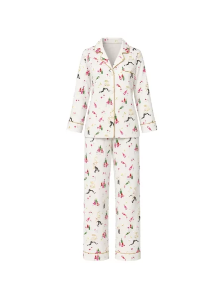 Lung pijamale Bedhead Pajamas cu imagine alb
