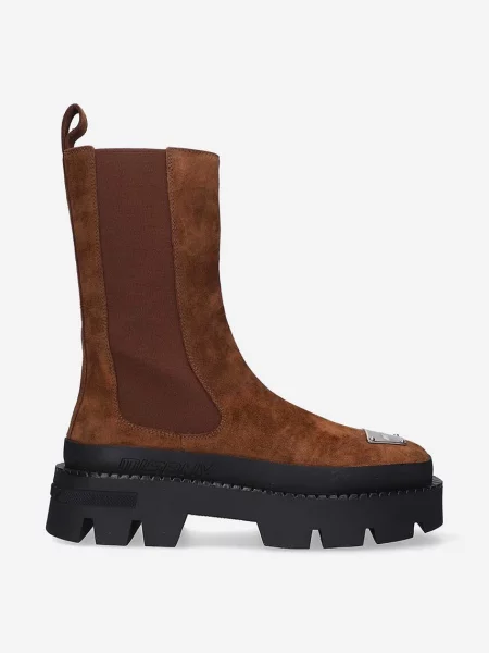Замшевые ботинки челси Misbhv на платформе коричневые