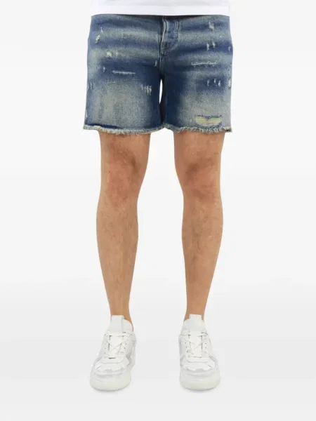 Pantaloni scurți din denim Flâneur zdrențuiți albastru