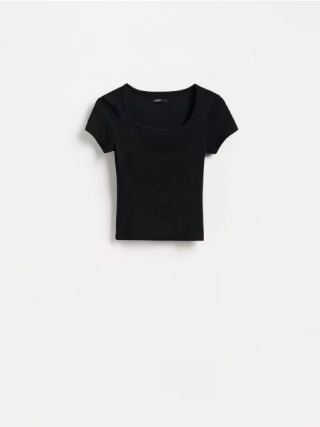 Reserved Tricou slim fit cu adaos de modal negru