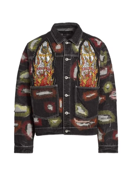Geacă Who Decides War cu broderie negru