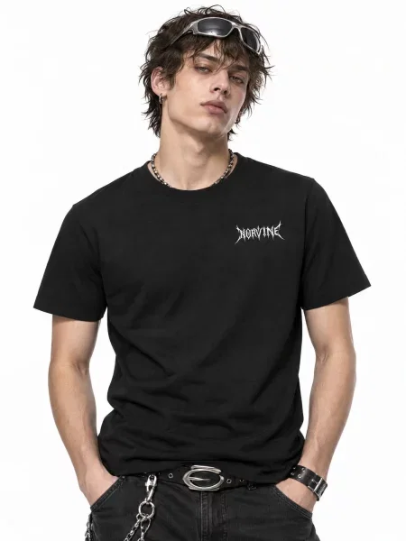 Norvine Majica Norvine Tribal Style Techno T-Shirt' črna
