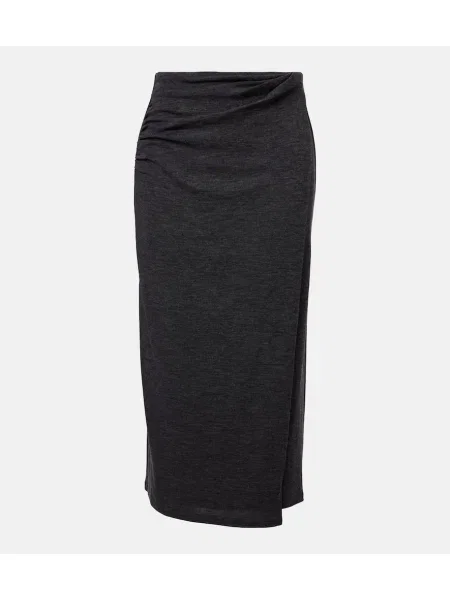 Fustă midi Vince drapată până la genunchi gri