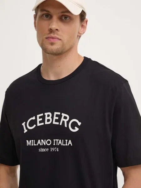 Тениска Iceberg с принт черно
