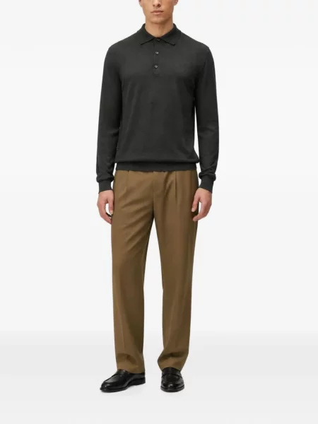 Lung tricou polo Retori cu model argyle gri