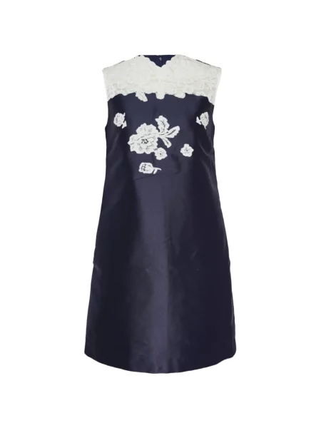 Rochie mini Self-portrait cu aplicații din dantelă albastru