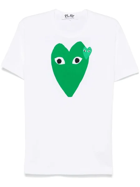 Tricou Comme Des Garcons Play cu imagine cu motiv cu inimi alb