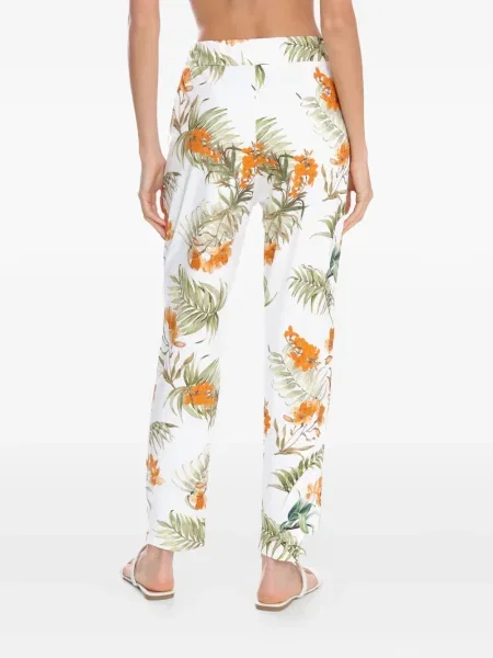 Spodnie Brigitte w kwiatki z nadrukiem plisowane białe