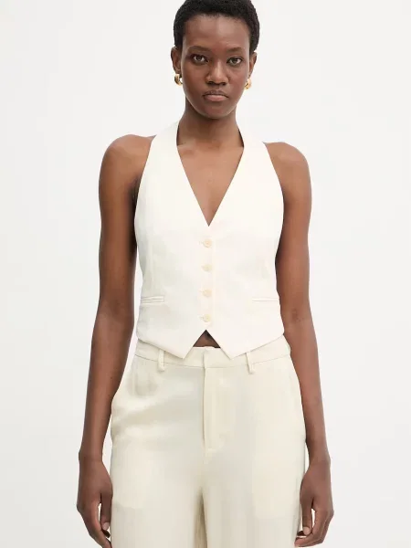 Patrizia Pepe kamizelka jednorzędowa beżowa