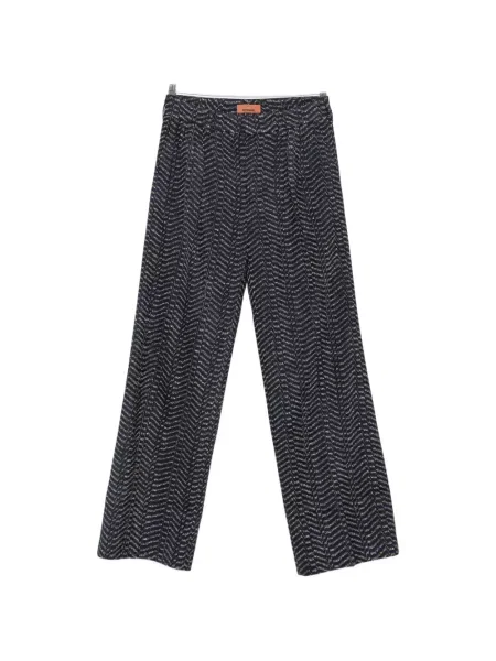 Pantaloni palazzo Missoni tricotate albastru